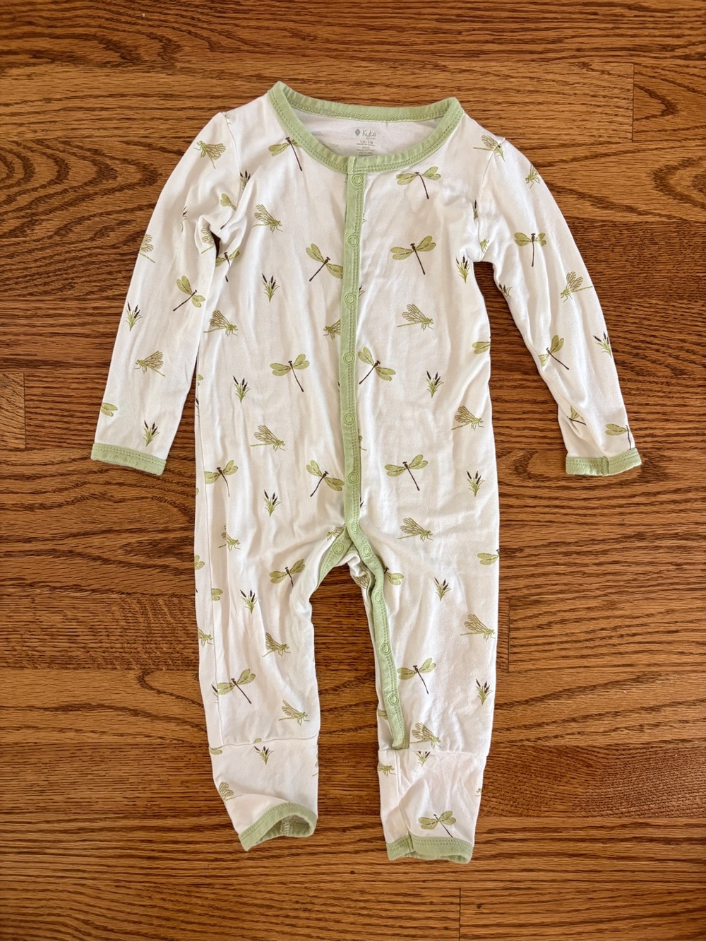 Kyte BABY White and Light Green Dragonfly One-Piece 12-18M